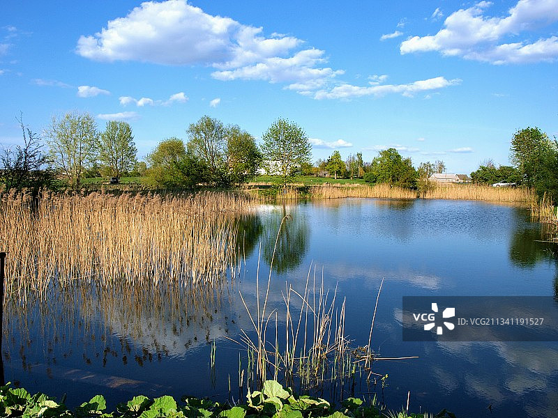 天空映衬下的湖景图片素材