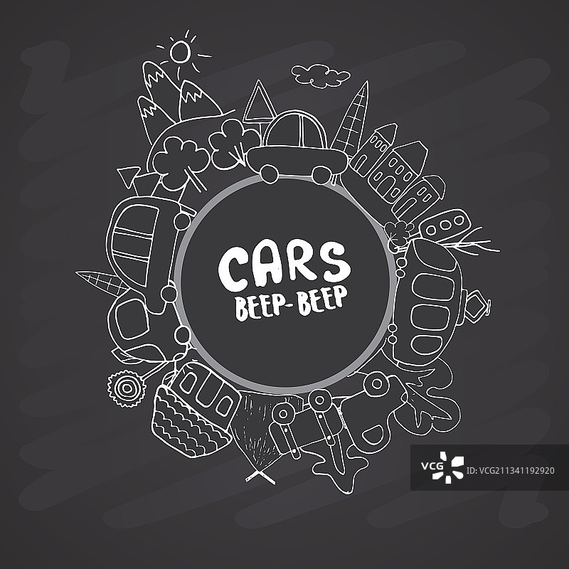 可爱卡通汽车交通工具涂鸦合集图片素材