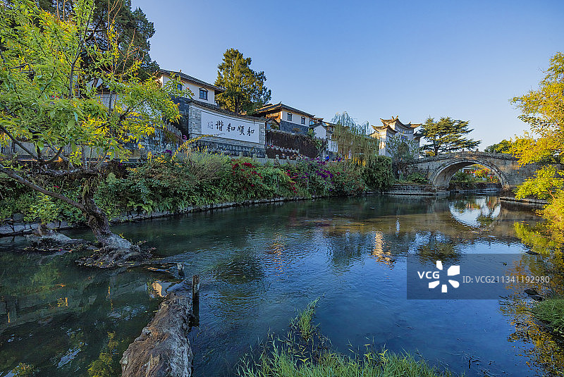 云南保山和顺古镇的古代建筑图片素材