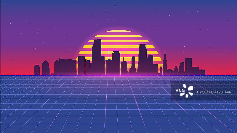 迈阿密日出复古80年代风格图片素材