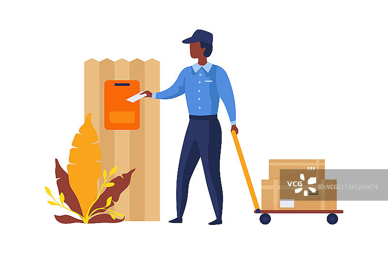 邮递员派送邮件卡通形象图片素材