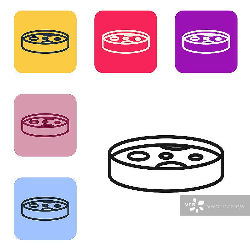 黑色线条带细菌的培养皿图标图片素材