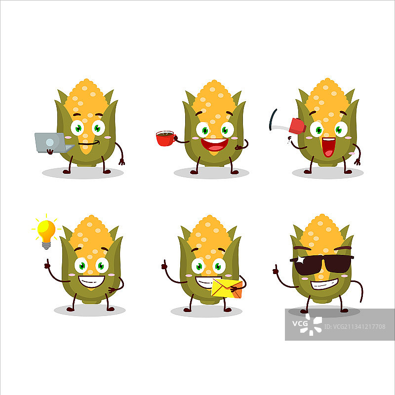 带有各种商务表情符号的玉米图片素材