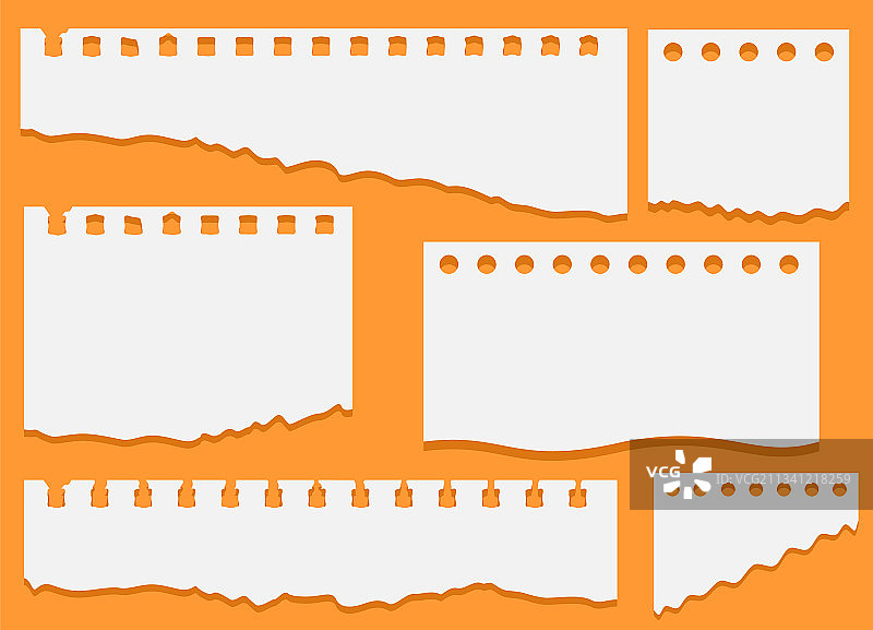 撕裂的白色便签纸笔记本纸片组合图片素材