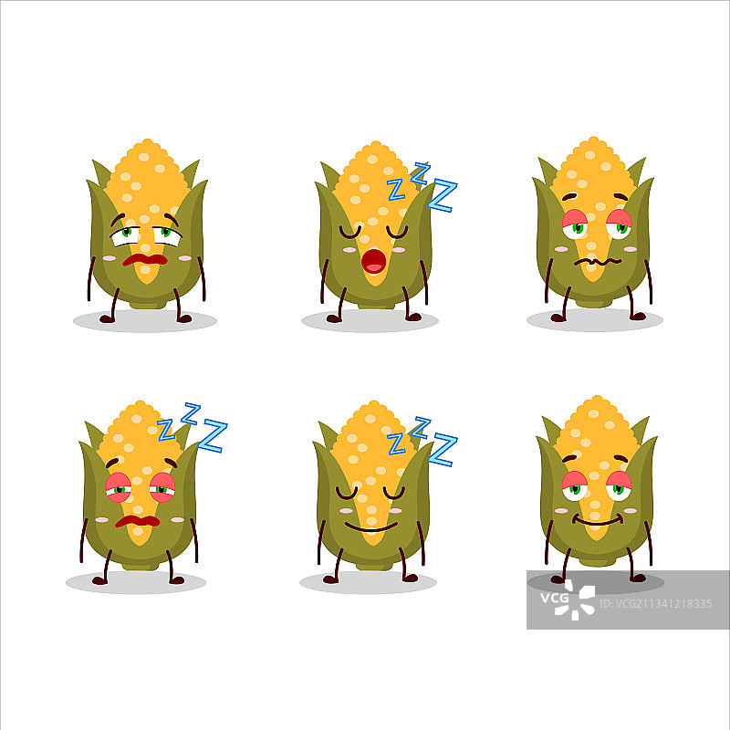 卡通玉米人物，带困倦表情图片素材