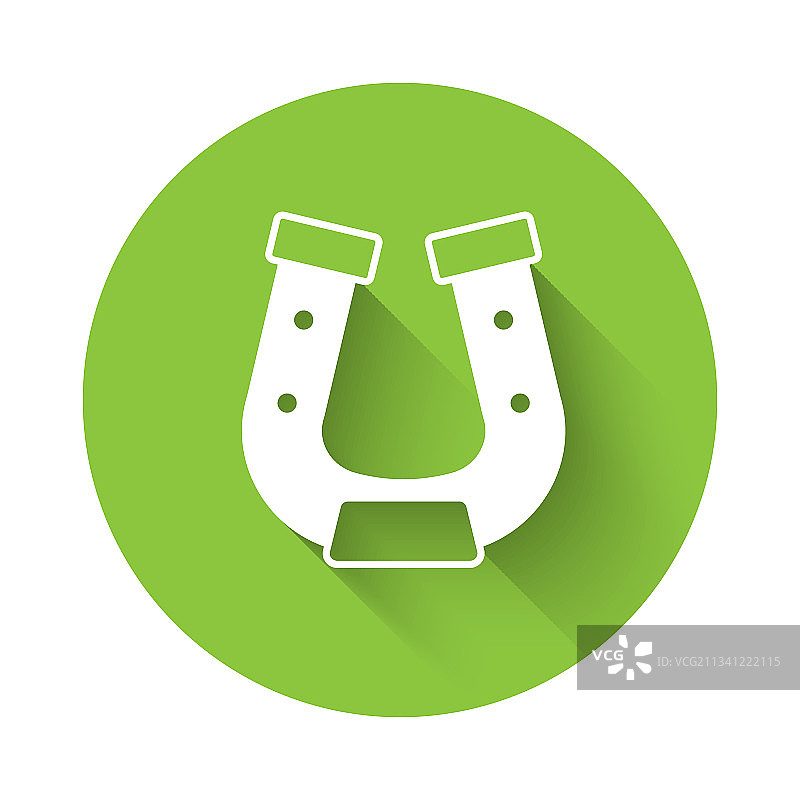 白色马蹄铁图标，长阴影图片素材