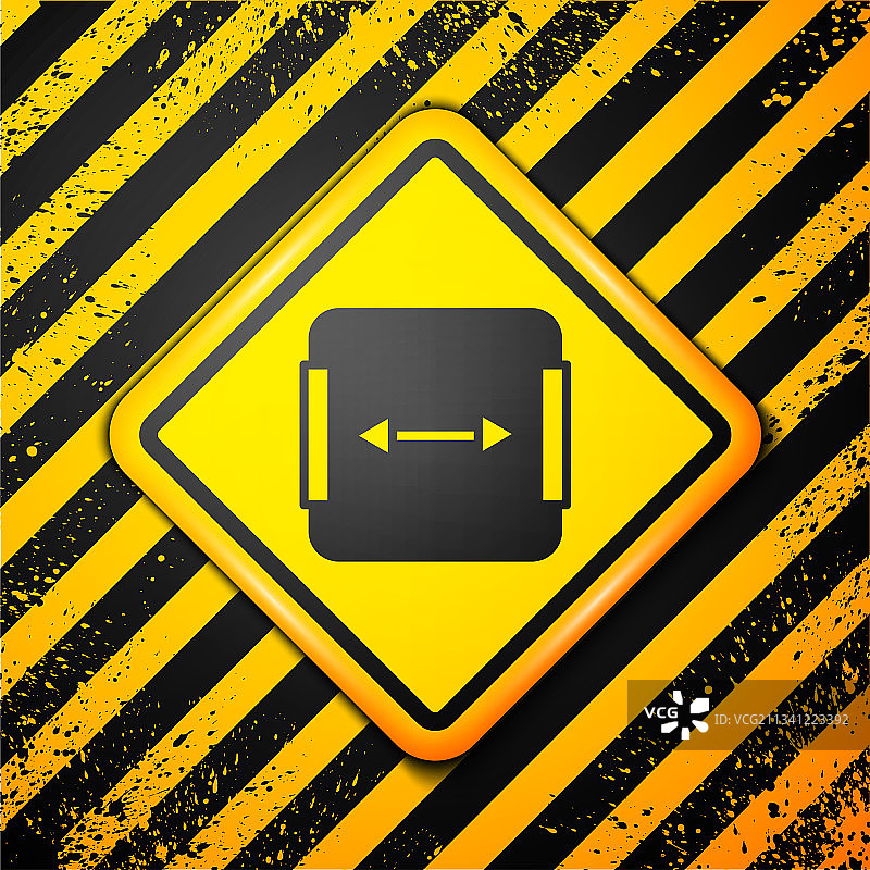 黄色背景上的黑色面积测量图标图片素材