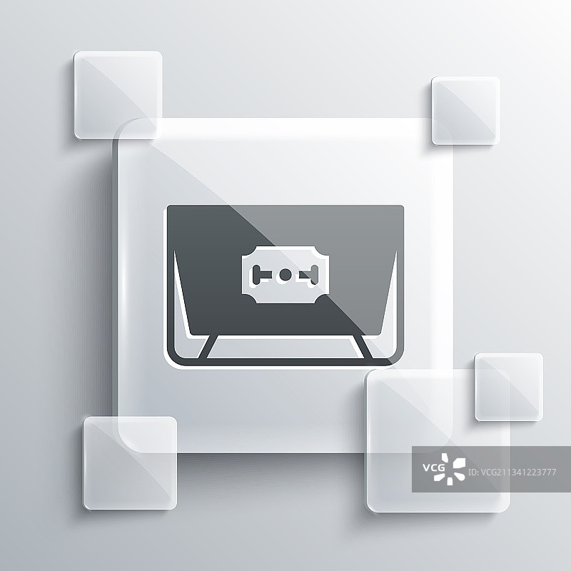 灰色背景上的灰色刀片剃须刀图标图片素材