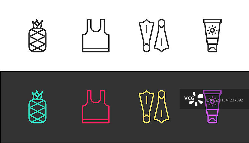 菠萝、无袖T恤和橡胶图片素材