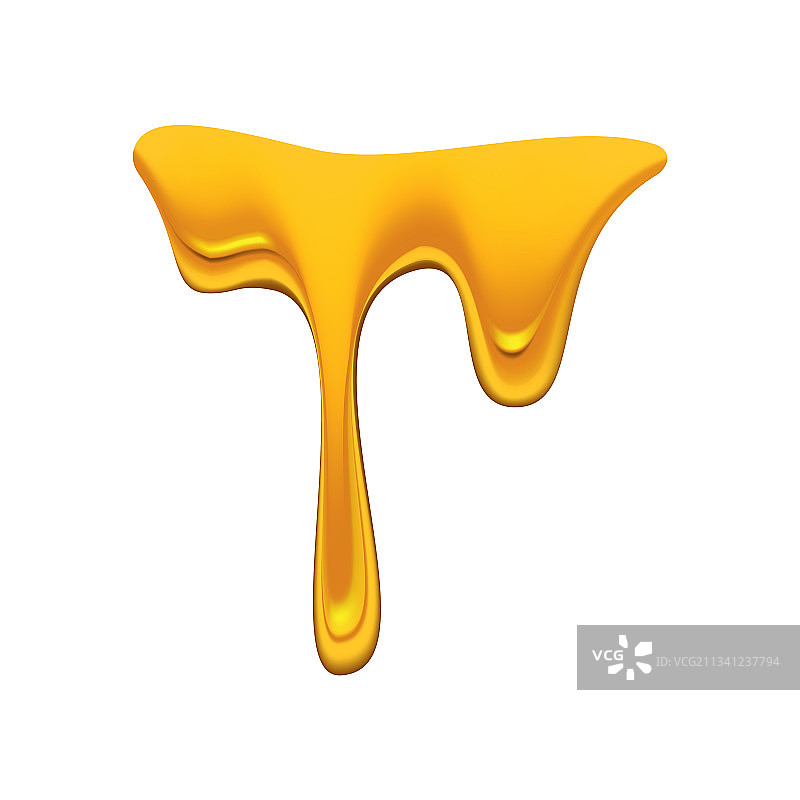 蜂蜜滴在白色背景上，金色流动图片素材