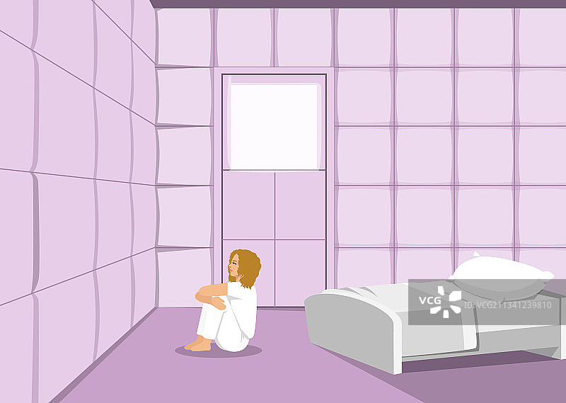 精神病院里穿着紧身衣的女病人图片素材