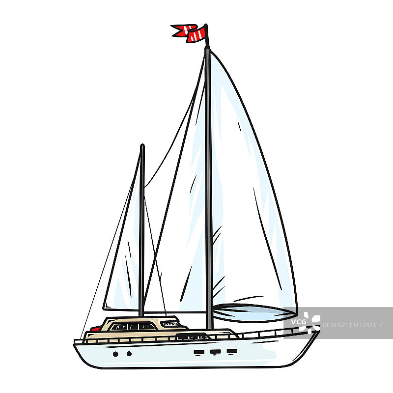 白色风帆的时尚帆船图片素材