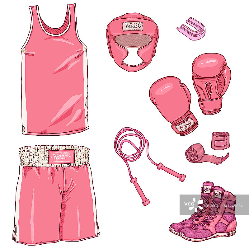 卡通拳击设备头盔套装图片素材