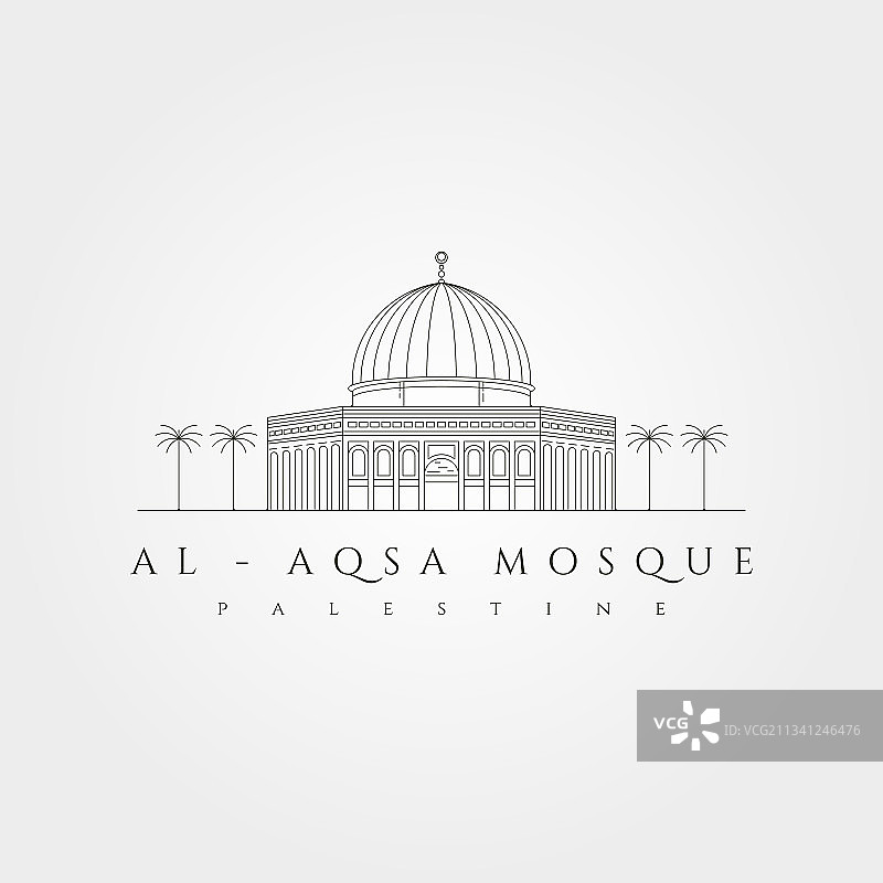 阿克萨清真寺极简标志符号设计图片素材