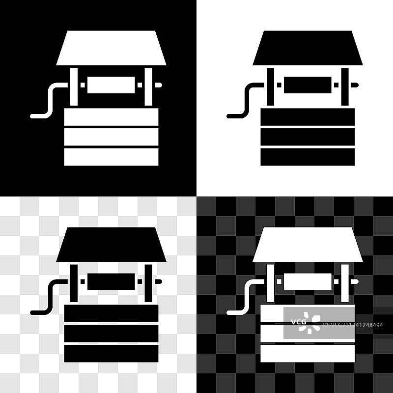 包含水桶和饮用水图标的水井素材图片素材