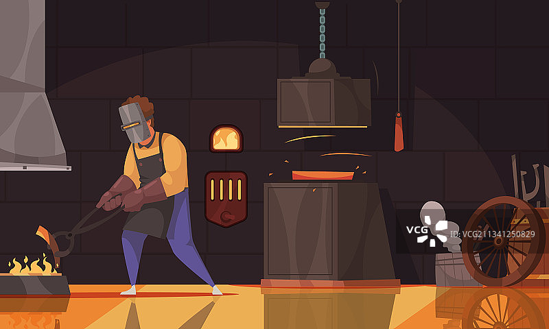 铁匠铺卡通构图图片素材