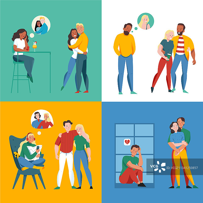 孤独与陪伴概念图标图片素材