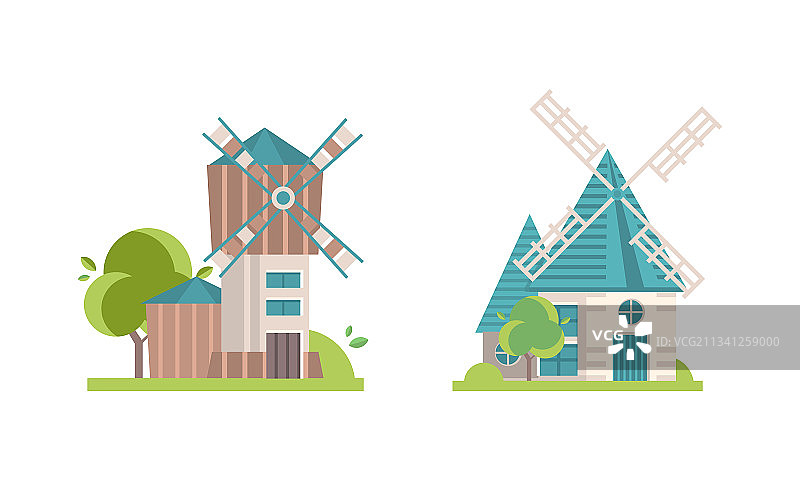 旧磨坊古代风车乡村建筑图片素材