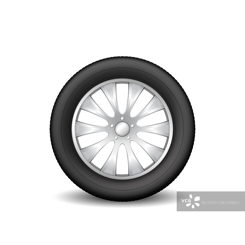 白色背景上隔离的汽车轮胎图片素材