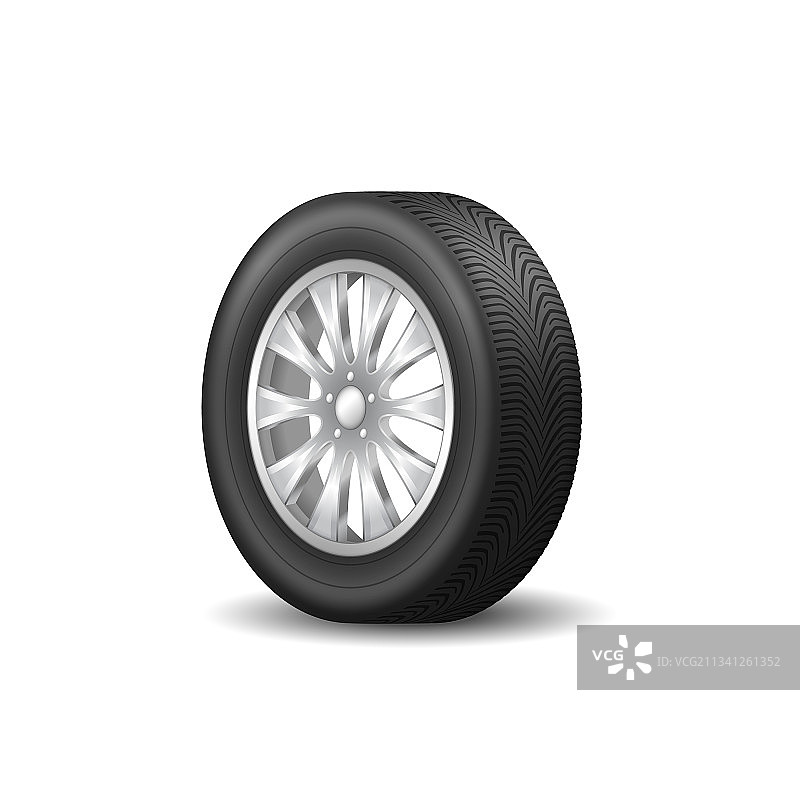 白色背景上的逼真运动轮辋车轮图片素材
