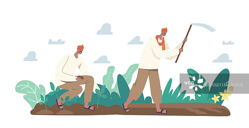 穿着传统服饰的印度农民图片素材