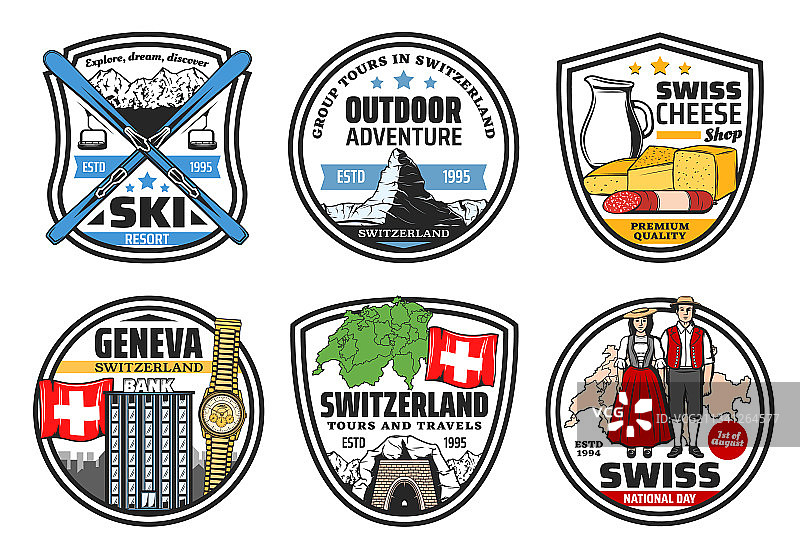 瑞士文化旅游地标图标图片素材