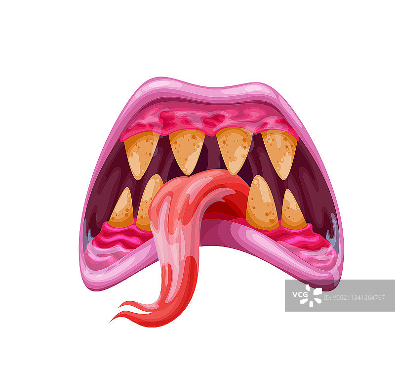 口水中的奇幻怪物大嘴和牙齿图片素材