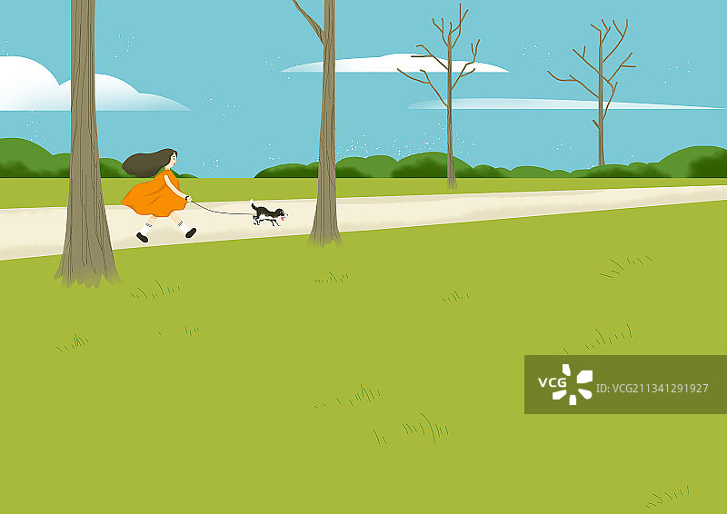 遛狗图片素材