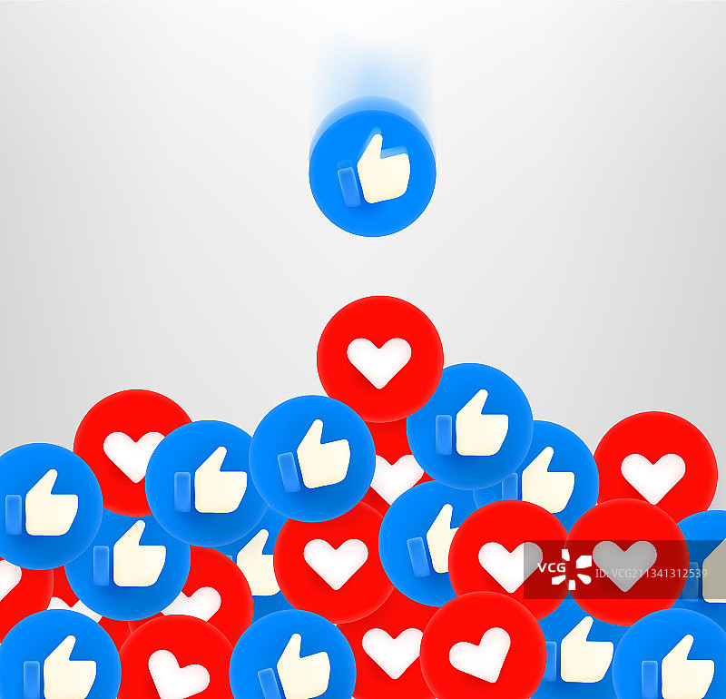 社交媒体点赞和爱心3D反应图片素材