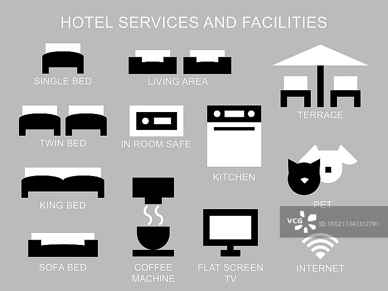 酒店服务和设施图标图片素材