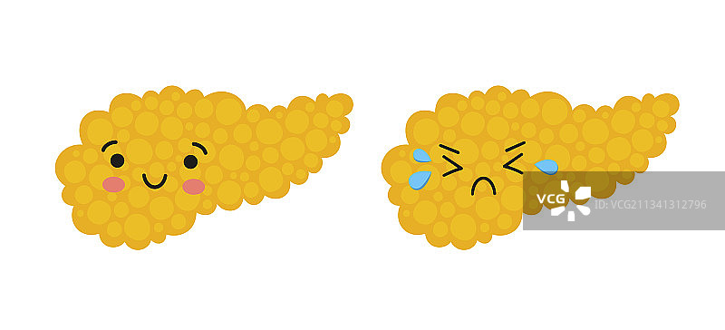 快乐又哭泣的可爱胰腺角色图片素材