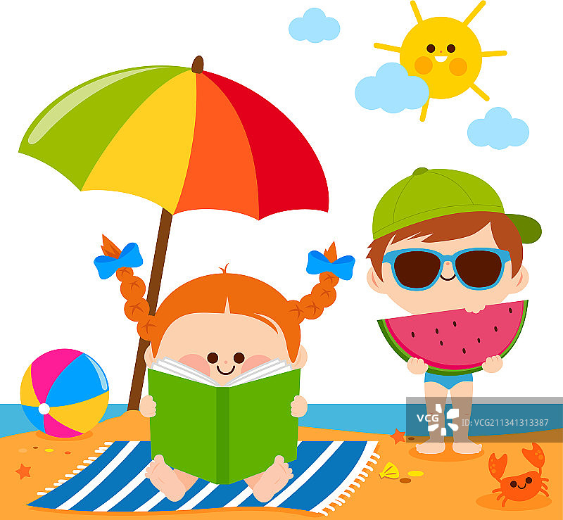 海滩上的儿童图片素材