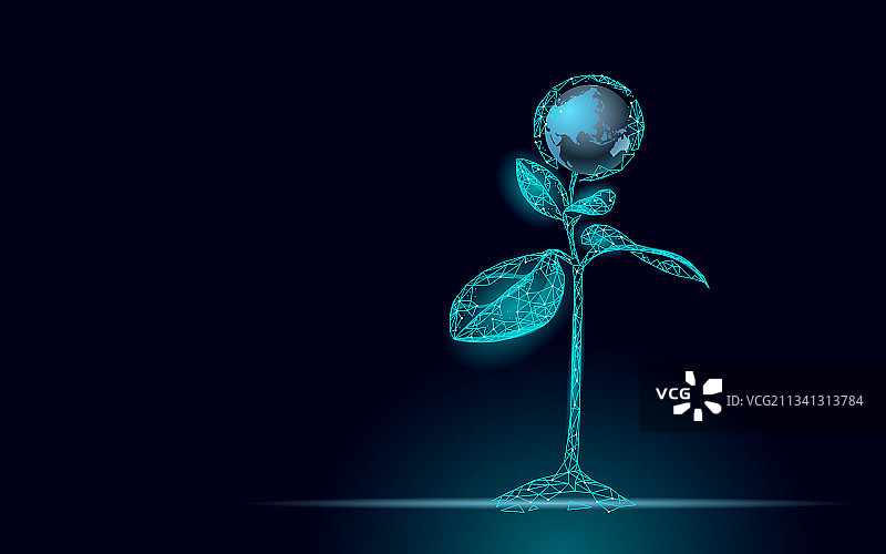 生态抽象概念的3D植物嫩芽图片素材