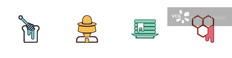 带蜂蜜的蜂蜜勺和养蜂人图片素材