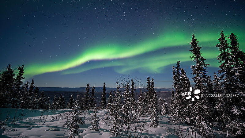 美国阿拉斯加费尔班克斯雪夜美景图片素材