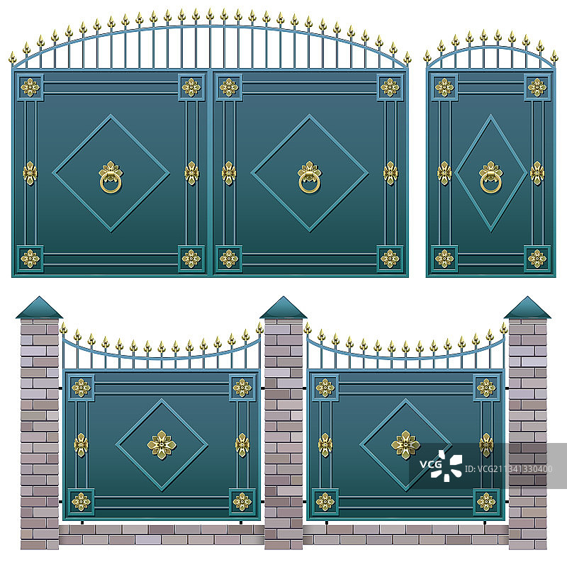 带门的金属栅栏图片素材