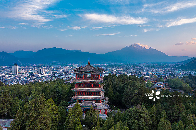 丽江古城,狮子山, 万古楼,丽江,木府,云南省,雪山图片素材