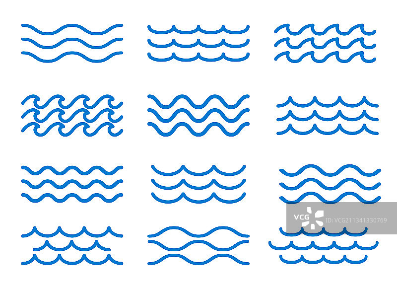 海浪轮廓元素图片素材