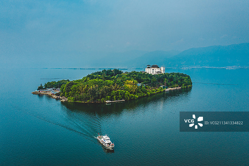 云南省,双廊,大理,洱海,高视角图片素材