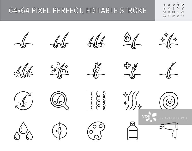 头发护理产品线性图标图片素材