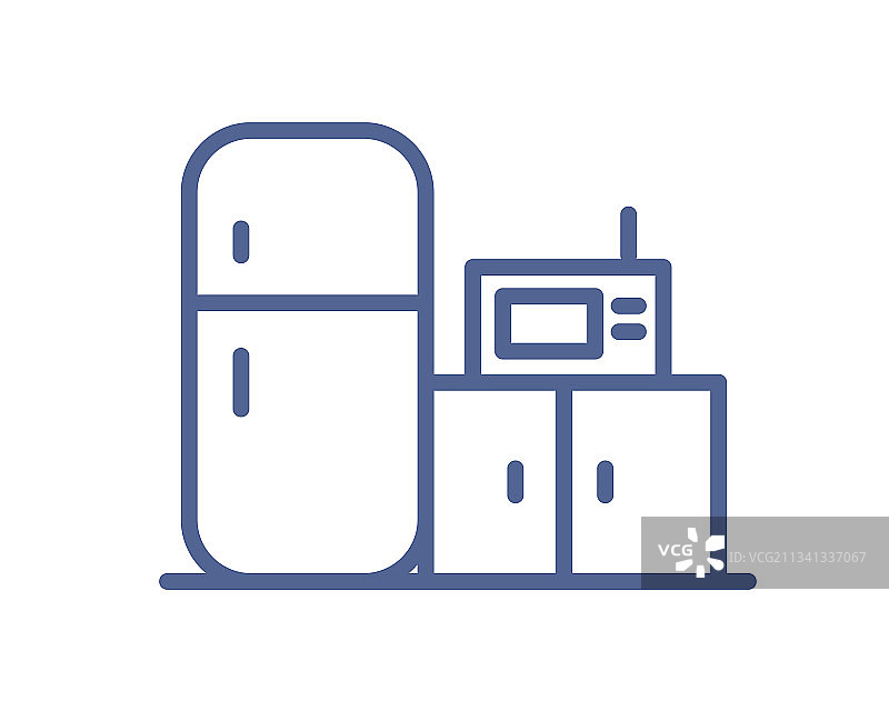 带有微波炉和冰箱的厨房图标图片素材