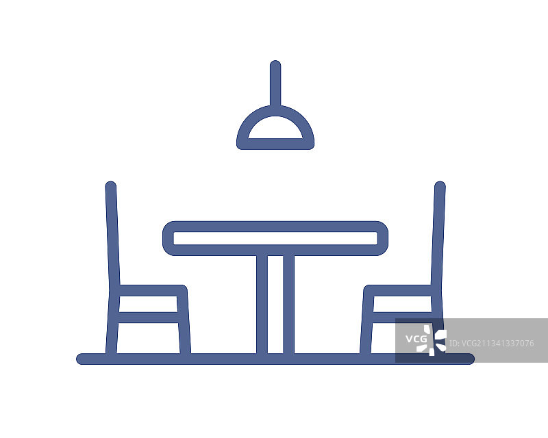空餐桌椅和台灯图标轮廓图片素材