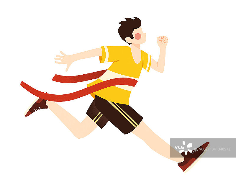 白色背景的跑步男孩图片素材