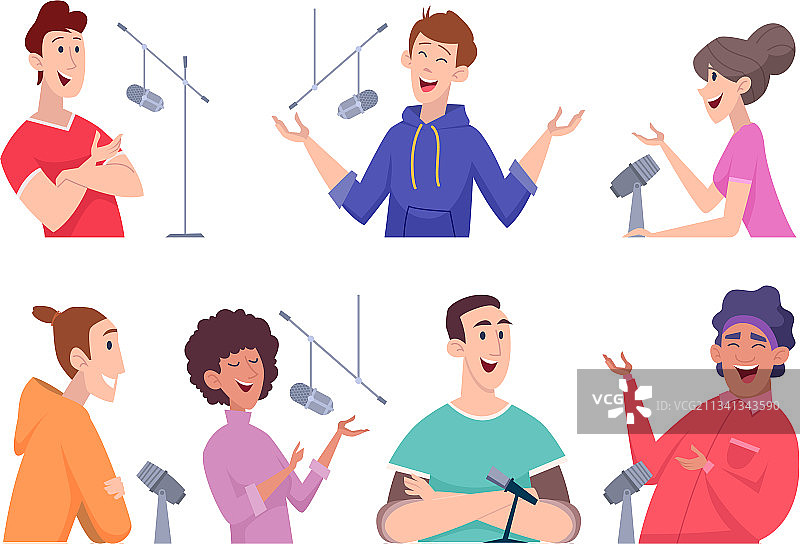 播客工作室角色对话音频图片素材