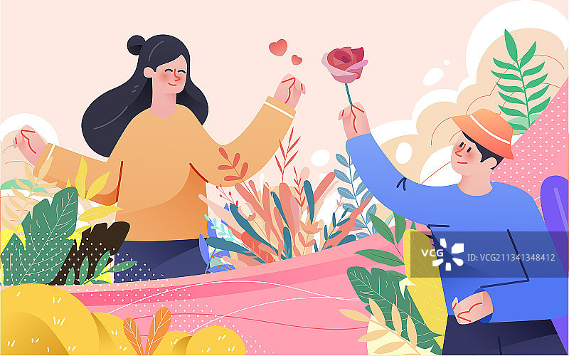 情人节海报节日情侣求婚七夕约会爱情插画图片素材