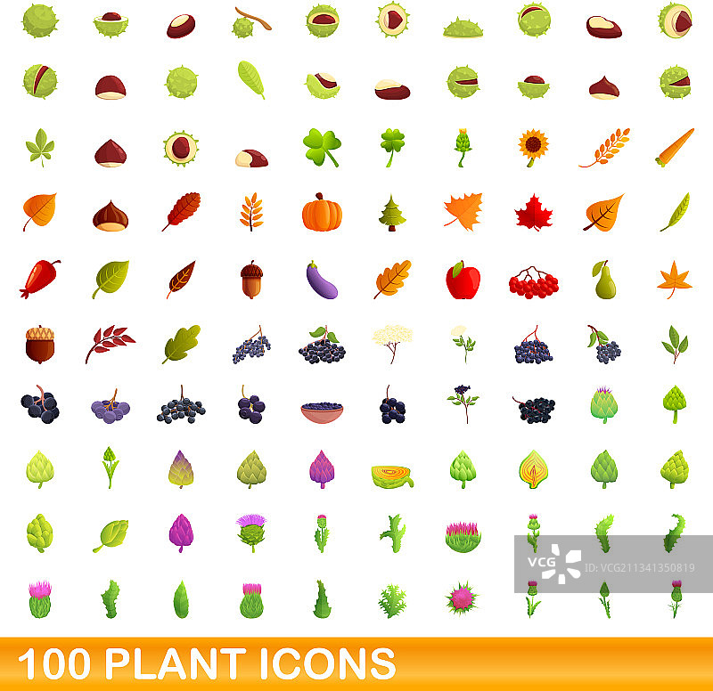 100个植物图标合集（卡通风格）图片素材