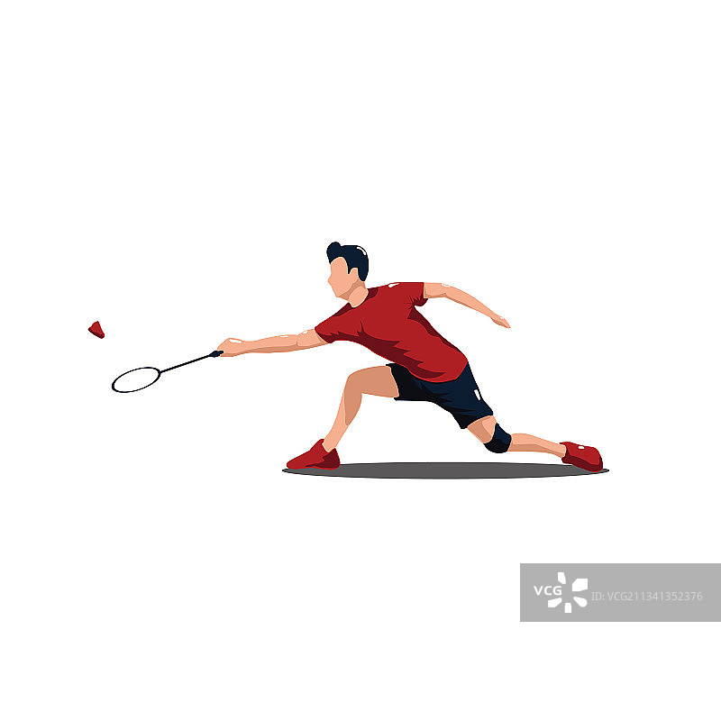 男子羽毛球运动：拉伸接球图片素材