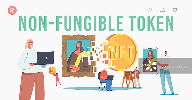 非同质化代币着陆页模板图片素材