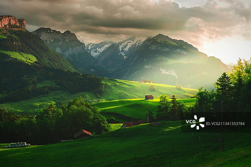 瑞士Appenzell的景观和山脉图片素材