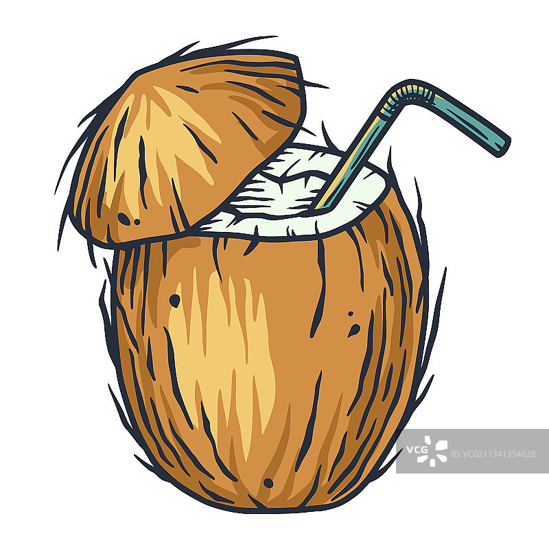 椰子鸡尾酒热带海滩酒吧夏季饮品图片素材